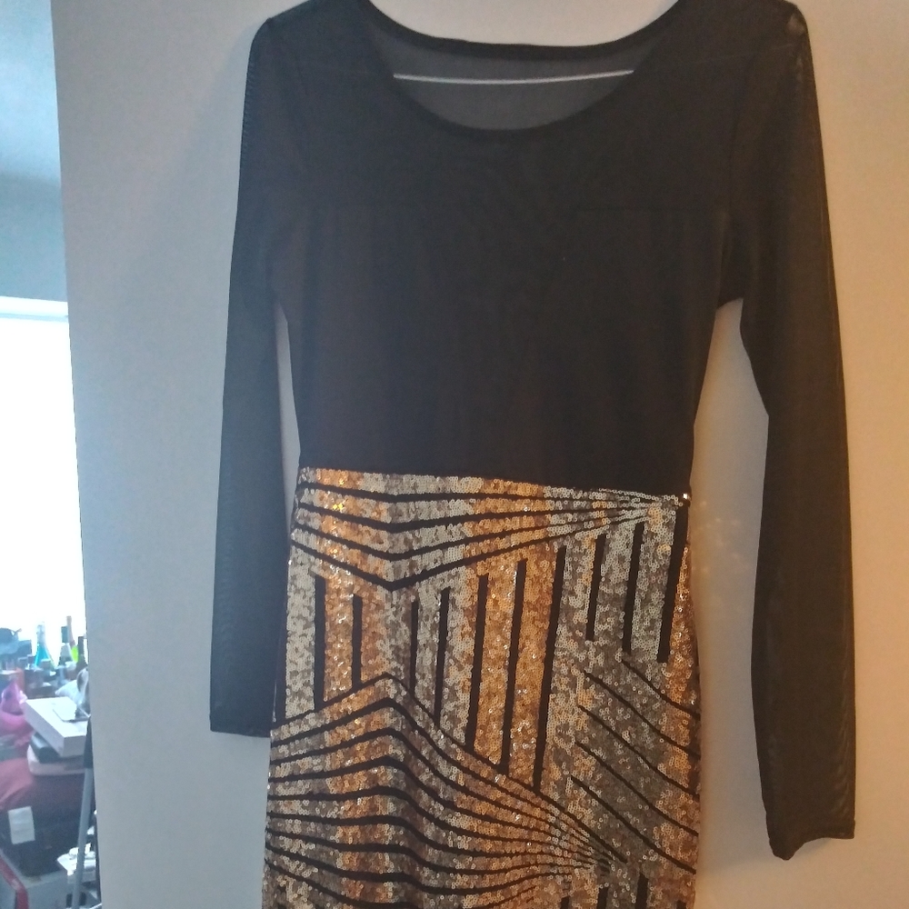 Black and gold maxi dress
